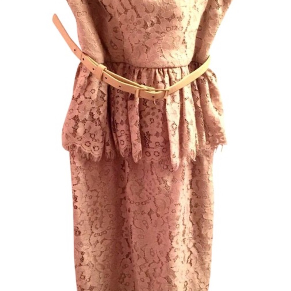 ROBERT RODRIGUEZ LACE PEPLUM DRESS CHAMPAGNE SZ 0 - Picture 5 of 8